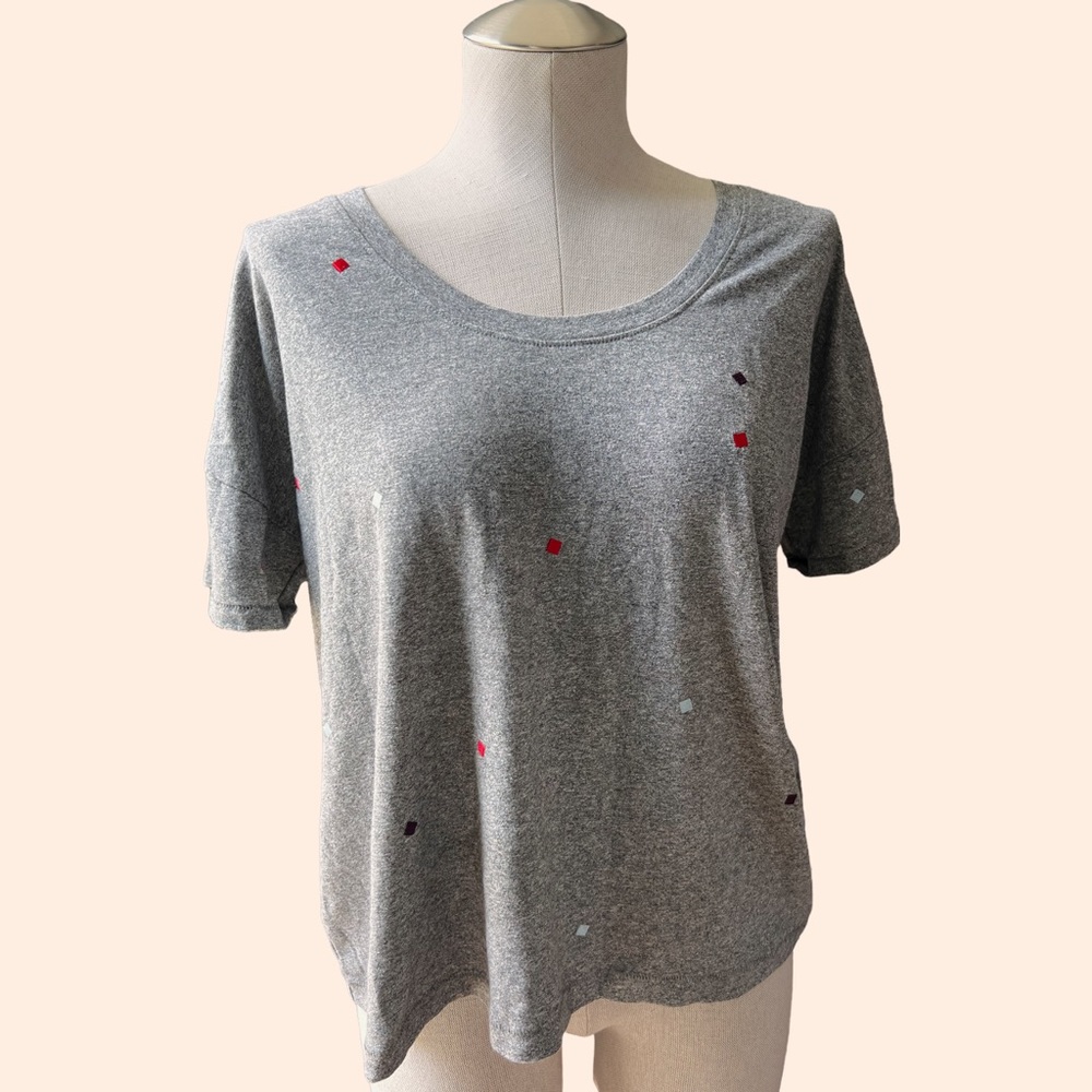 Madewell Embroidered U-Neck Grey Tee